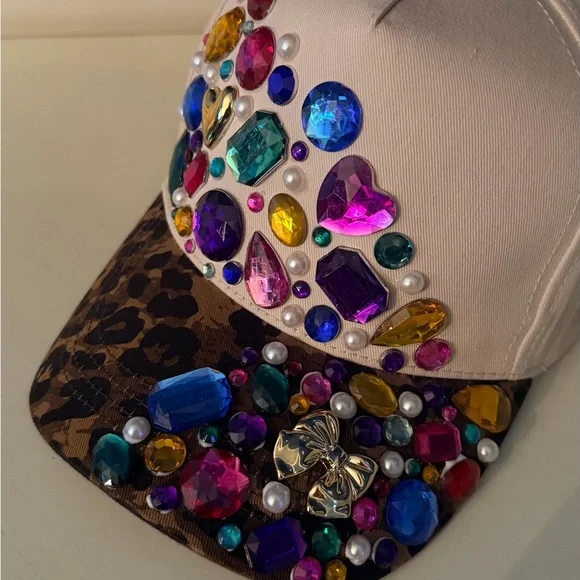 Embellished Leopard Print Baseball Cap - Multicolor - Picture 4 of 4